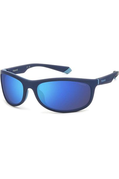 Polaroid PLD 2154/S FLL/5X Men's Polarized Sunglasses, Blue, Rectangular, 64 mm