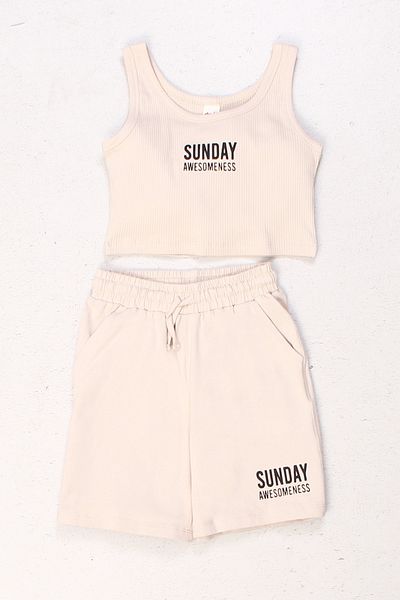 DMB BOYS & GIRLS Ribbed Crop Tank Top and Elastic Waist Shorts 2-Piece Top and Bottom Summer Girl Set
