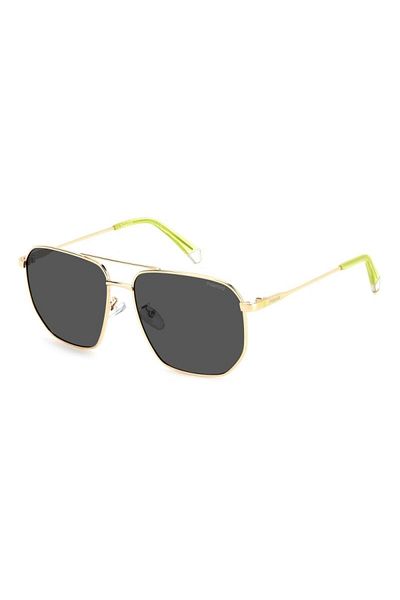 Polaroid Pld4141 2f7m9 Men's Polarized Sunglasses, Gold, Hexagonal, 59 Mm