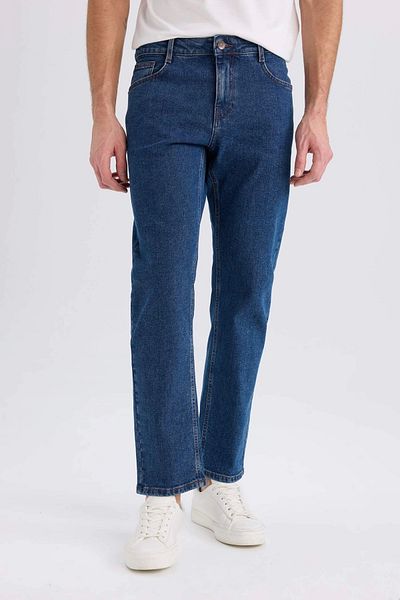 DeFacto D9829 Blue Sergio Regular Fit Normal Fit Normal Waist Pipe Leg Jean Pants