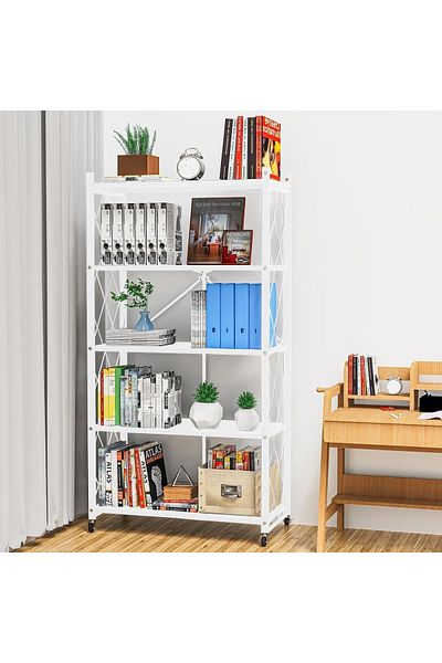 Generic 5-tier Moveable 163l X 71h X 36w Foldable Storage Shelves White