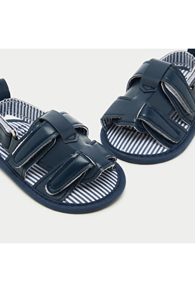 Juniors Solid Strappy Sandals with Hook and Loop Closure