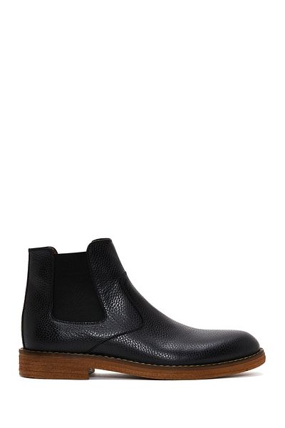 Derimod Men's Black Leather Casual Chelsea Boots 24Wfd6009Ft