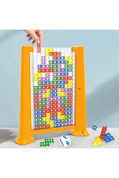 Flippy Tetris Intelligence Puzzle - 70 Multicolor Pieces, 3D Montessori Game (Yellow Frame)