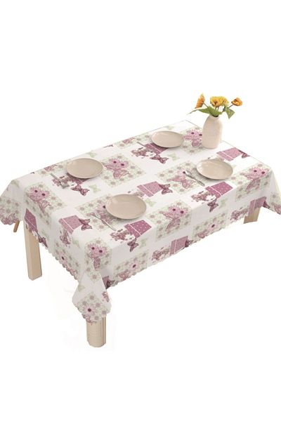PUFO Față de masă din pânză uleiată cu fluturi roz, 120 x 140 cm