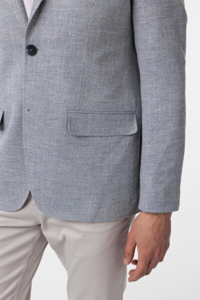 SÜVARİ Mavi Slim Fit Düz Mono Yaka 6 Drop Ceket