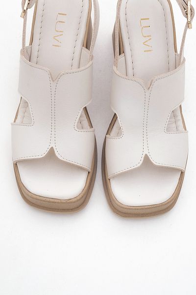 LuviShoes Sandale cu toc cu platformă KEVIN din piele naturală din piele albă