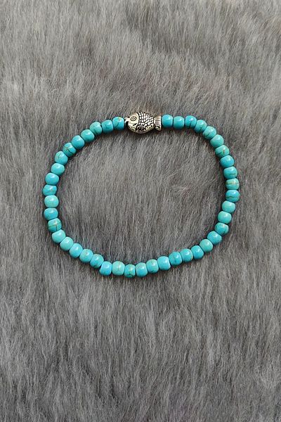 Chavin Elastic Natural Turquoise Stone Women's Young Girl's Bracelet Ey10