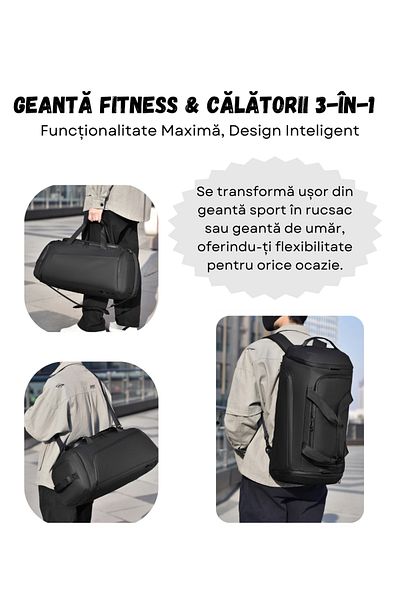 Versatyx 3-in-1 Travel & Sports Shoulder Bag, Waterproof, Spacious