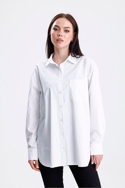 SWEETNESS Cămașă albă cu mânecă lungă din bumbac lycra supradimensionată pentru femei