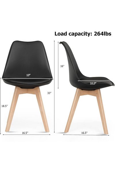 Other Black Polypropylene Chair With Wooden Feet (SET OF 2)