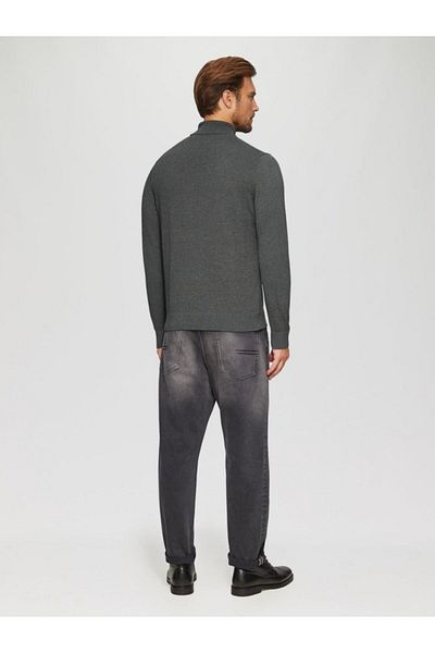 s.Oliver Men's Cotton Sweater With High Collar, Dark Gray