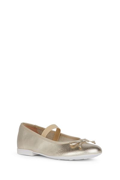 Geox Girl's Bronze Pleat Silvery Leather Ballerinas J4555D00044C2010