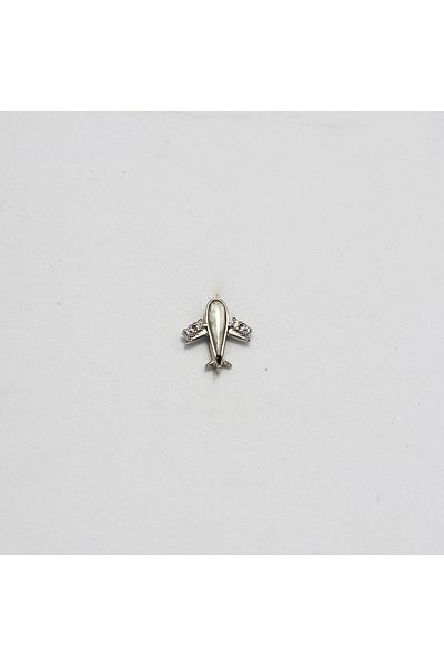 Piercing by Sever Body White Opaque Aircraft Steel Piercing Silver/Silver Color and Transparent Stone (Targus Helix Conch Flat)
