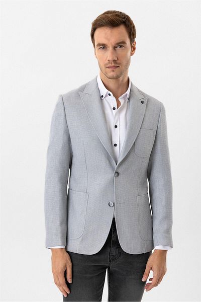 SÜVARİ Μονό μπουφάν Cavalry Slim Fit 6 Drop Grey με σχέδιο