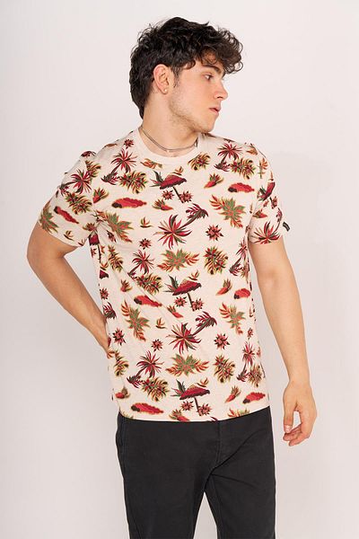 Villager&Son TSHIRT S&S 20Y O-NECK ΣΚΟΥΡΟ ΑΝΔΡΙΚΟ ΜΕΓΕΘΟΣ (MTC) ΚΡΕΜΑ/ΜΕ ΣΧΕΔΙΟ
