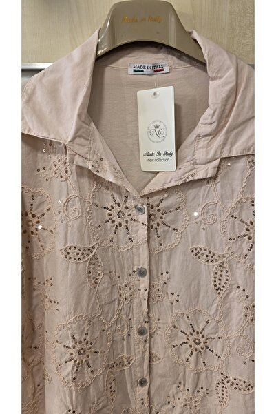 Park Moda Βαμβακερό πουκάμισο με κέντημα με λουλούδια ιταλικό πουκάμισο