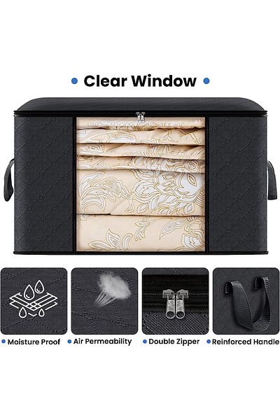 MACVI Geanta de Depozitare Negru cu Fermoar Macvi®, Marimea L, 70x50x30