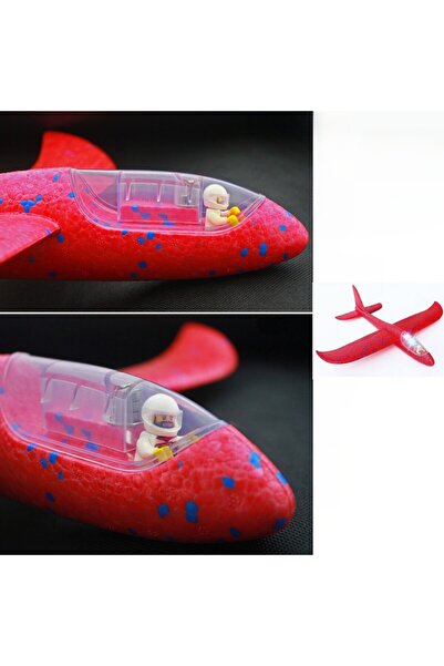 Flippy Glider Plane with Pilot, Flippy, Polystyrene, Pilot Cabin Lights, Length 47 cm, Red