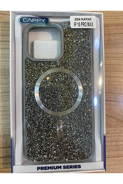 Cappy İPHONE 15 PRO MAX TAŞLI MAGSAFE KABLOSUZ ŞARJ ÖZELİKLİ KILIF /