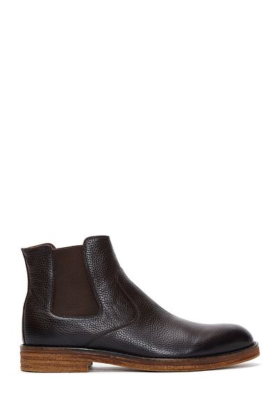 Derimod Men's Brown Leather Casual Chelsea Boots 24Wfd6009Ft