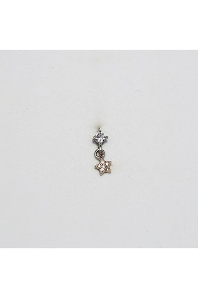 Piercing by Sever STEEL PIERCING WITH STAR SwayING... SILVER/SILVER COLOR AND TRANSPARENT STONE (TARGUS HELIX CONCH FLAT)