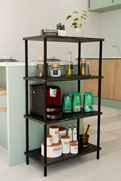 BARIN DESIGN 4 Katlı Çevir Kur Mutfak Rafı Çok Amaçlı Düzenleyici, Baharatlık, Kahve Köşesi, Açık Mutfak Dolabı