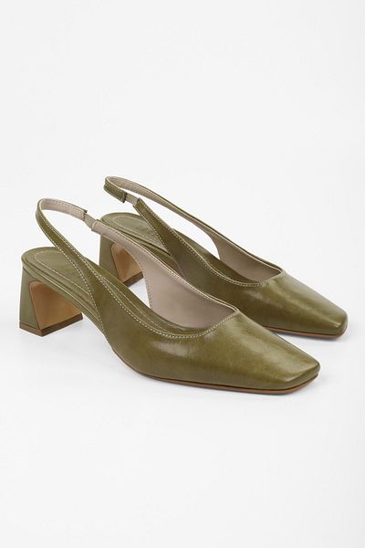 Shoeberry Women's Vinte Oil Green Skin Blunt Toe Stiletto