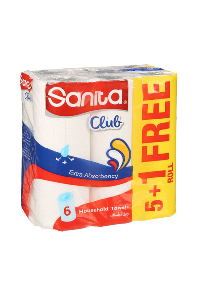 Sanita مجموعة لفافات مناشف المطبخ المنزلية من كلوب، مكونة من 6 قطع