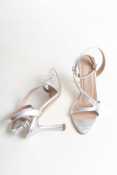 Shoesers Pantofi de seară cu toc înalt subțire, cu bandă asimetrică, cu design special pentru femei