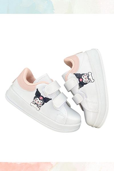 ALTUNTAŞ Chrome Printed Girls' Boys' Unisex Velcro Lightweight Sports Shoes Powder
