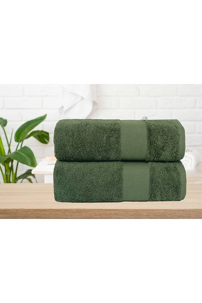 Lucy and Home Dot Bordered Hand Face, Head Towel Set of 2, 60X110 cm