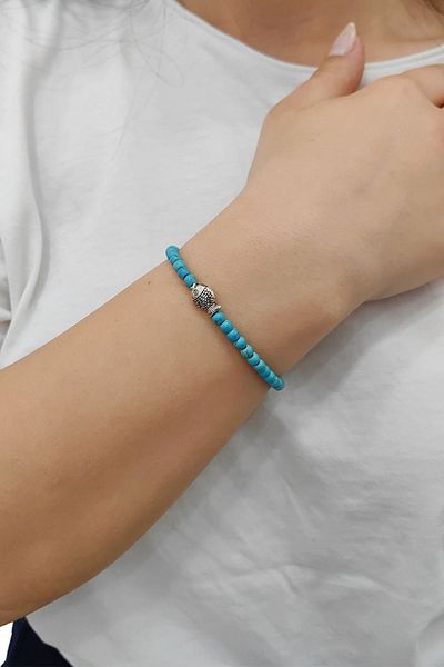 Chavin Elastic Natural Turquoise Stone Women's Young Girl's Bracelet Ey10