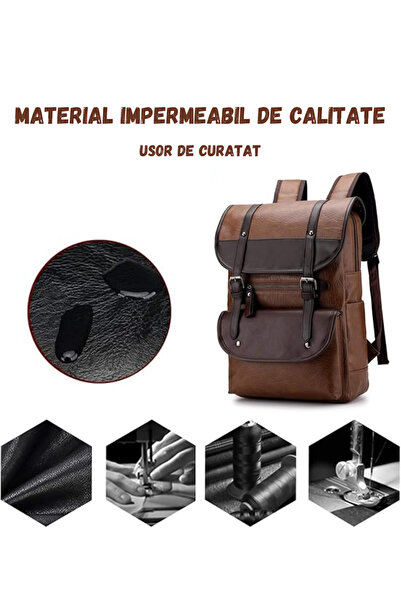 Versatyx Multifunctional Laptop & Travel Backpack, Vegan Leather Exterior, Multiple Pockets