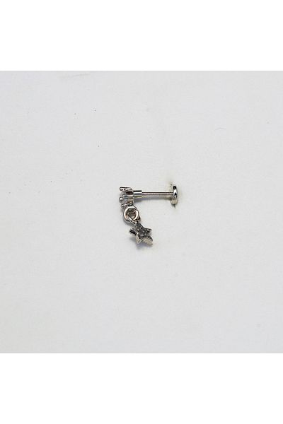 Piercing by Sever STEEL PIERCING WITH STAR SwayING... SILVER/SILVER COLOR AND TRANSPARENT STONE (TARGUS HELIX CONCH FLAT)