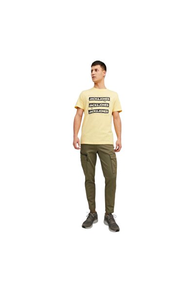 Jack & Jones تي شيرت رجالي مطبوع عليه شعار 100% قطن
