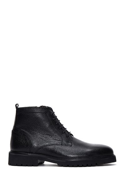 Derimod Black Leather Zippered Lace-up Men's Boots - 24WFD6014FT