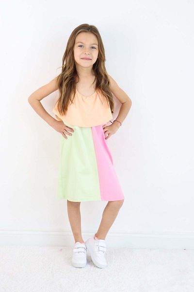Pijamella Girl's Multicolor Above Knee Combed Beach-Pool-Sea Dress