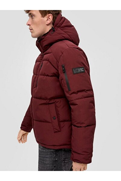 s.Oliver Men's quilted jacket with hood, Regular fit, s.Oliverr, Burgundy