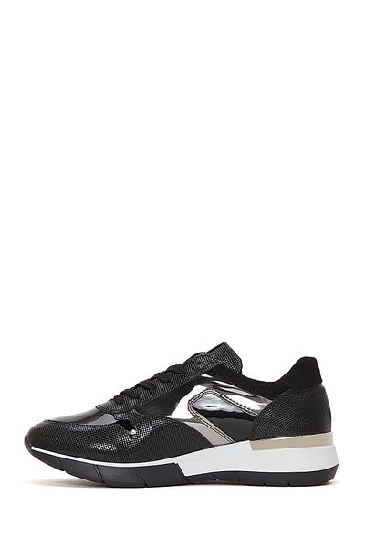 Derimod Black Leather Sneaker - Lace-up and Zipper, Women's, 24WFD 370614