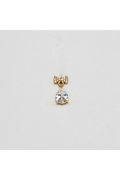 Piercing by Sever Steel Piercing with Bow Hanger… Gold/Gold Color and Transparent Stone (Targus Helix Conch Flat)