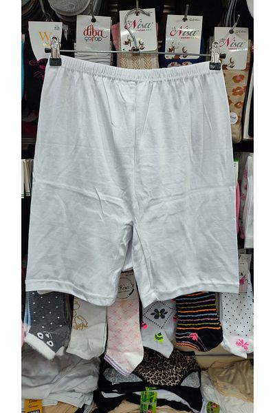 Reyhanlar Women's 3 Pack 100% Cotton Combed Rib Fabric Fold Long Short Leggings Panties White