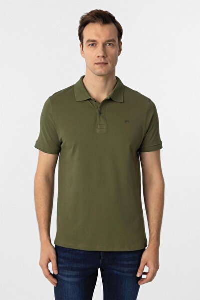 SÜVARİ Μπλουζάκι με λαιμόκοψη πόλο χακί εφαρμοστό