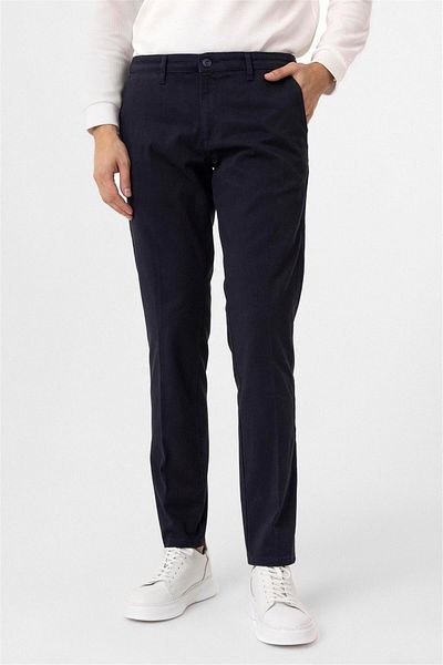SÜVARİ Μπλε Navy Regular Dobby Canvas Παντελόνι
