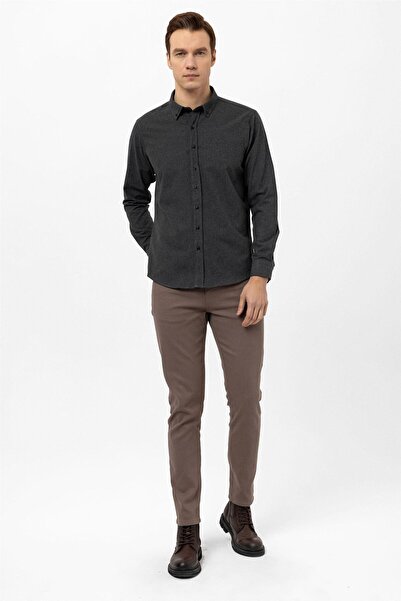 SÜVARİ Köşeli Manşet Slimfit Düz Gömlek