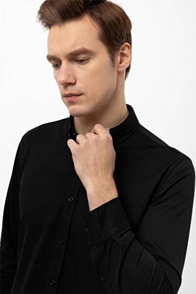 SÜVARİ Manşetli Slim Armürlü Gömlek