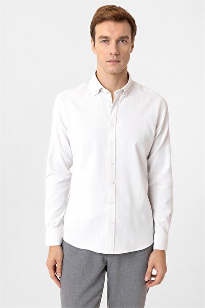 SÜVARİ Köşeli Manşet Slimfit Desenli Gömlek