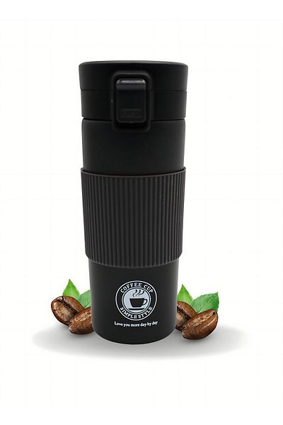 Biki Coffee Cup 500ml – Leakproof Insulated Steel Mug with Lid & Straw, Hot and Cold Travel Use