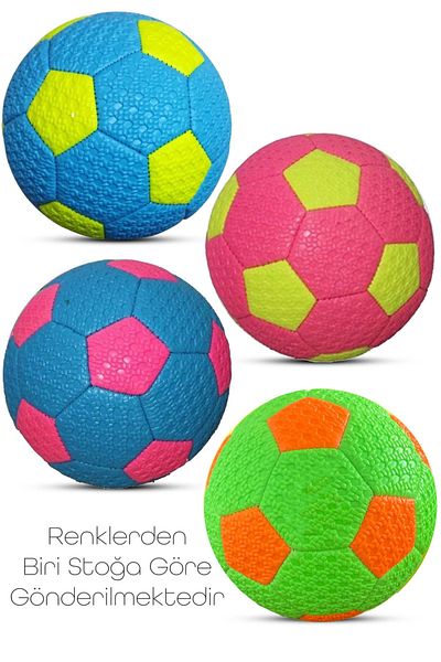 kutuTR Handball Ball Colorful Color Soft Layered Children's Mini Football Ball No:1 Indoor Pump Gift