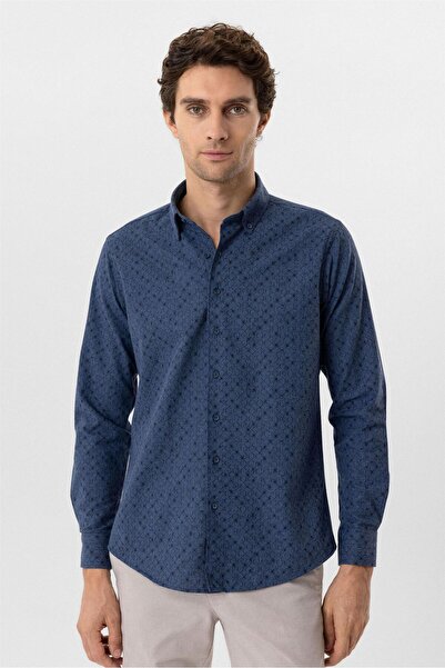 SÜVARİ Köşeli Manşet Slimfit Düz Gömlek